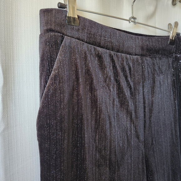 Vince Camuto Black Silver Metallic Pin Striped Wide Leg Straight Pants Size 14 - Picture 5 of 9